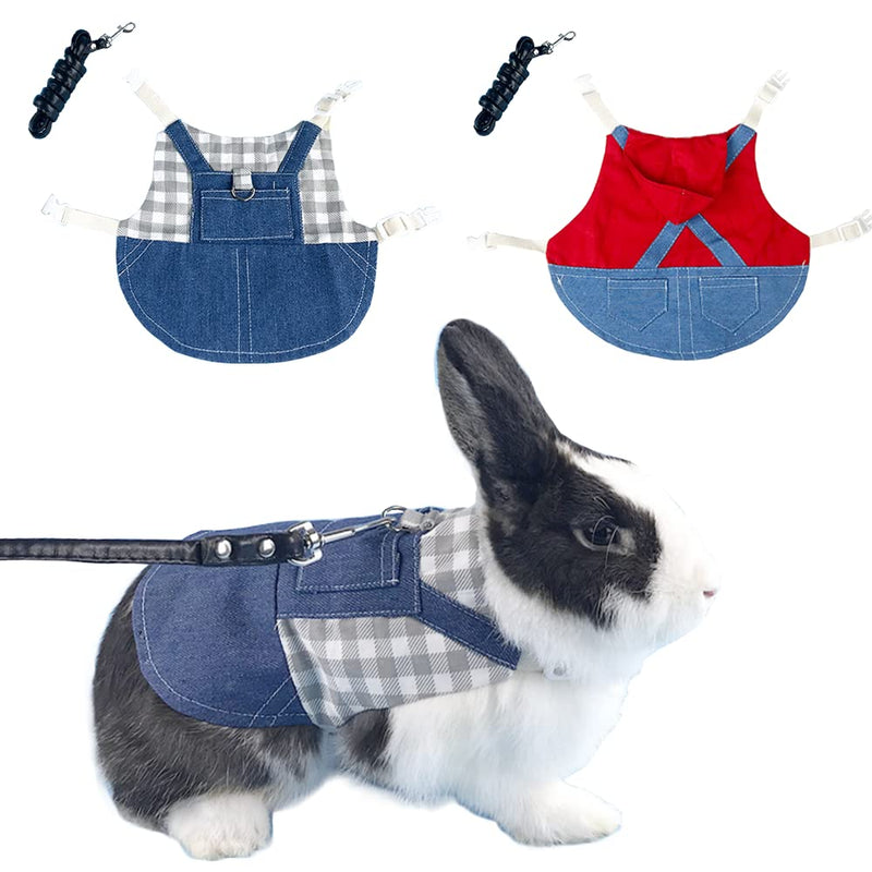2 PCS Rabbit Harness and Leash Small Animals Clothes Hooded Outfit for Bunny Guinea Pig Harness Small Pet Hoodies for Kitten Tiny Puppy Adult Hedgehog and Other Small Breeds (A, Large) A - BeesActive Australia