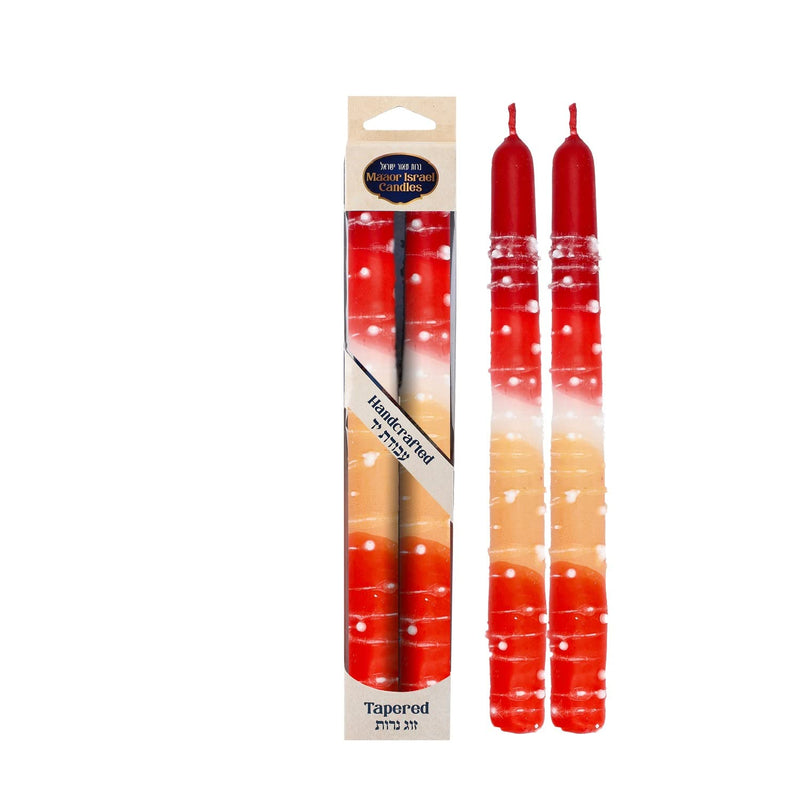SHALHEVET LIGHT Safed Candle Company Hand Dipped Taper Shabbat Candles Box Set Made in Israel (Sun Orange White Orange) Sun Orange White Orange - BeesActive Australia