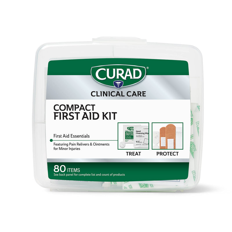 Curad Compact First Aid Kit with Over-The-Counter Medicine,All Purpose,Flex-Fabric and Butterfly Bandages,Antibiotic Ointment,Cleansing Towelettes,Alcohol Prep Pads,Acetaminophen,Carry Case, 80 Count - BeesActive Australia