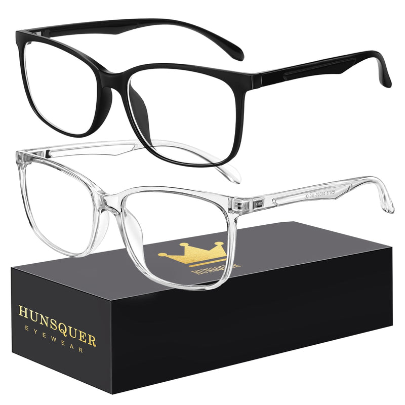hunsquer Blue Light Glasses Men Blue Light Blocking Glasses Women Black+transparent clear - BeesActive Australia