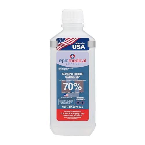 70% Isopropyl Alcohol 70 Percent Rubbing Alcohol 70 Percent USP, 16 oz. Bottle, Multipurpose First Aid Antiseptic for Minor Wounds, Cuts, Scrapes and Burns | Home Cleaning and First Aid Tool (1) 1