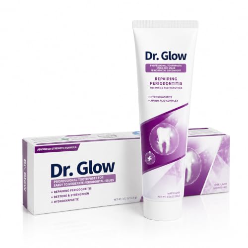 Dr. Glow Gum Disease Treatment Toothpaste for Early & Mid Periodontitis, Gingivitis Treatment Gum Repair for Receding Gums, Periodontal Disease Treatment Hydroxyapatite Toothpaste Fluoride Free 3.52OZ Pink 3.52 Ounce (Pack of 1)