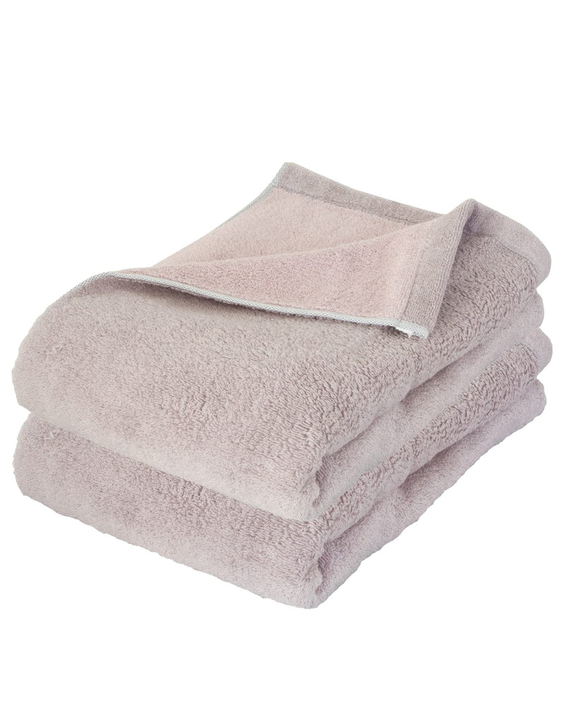 Imabari Towel Riversible Hand Towel Made in Japan Set of 2 Thick Absorbent Quick-Dry 100% Cotton (Face Towel, Greige×Pink) Face towel - BeesActive Australia