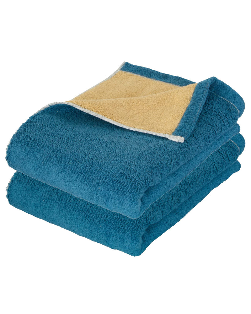 Imabari Towel Riversible Hand Towel Made in Japan Set of 2 Thick Absorbent Quick-Dry 100% Cotton (Face Towel, Navy×Beige) Face towel - BeesActive Australia