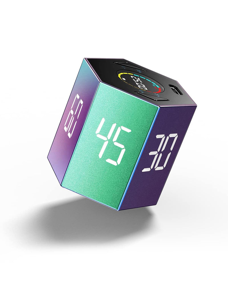 Ticktime Pomodoro Timer, Productivity Timer Cube, 5/15/25/30/45/60 Min Presets, Custom Countdown & Stopwatch 1s–99m59s, Sound/Vibration/Silent, Magnetic, Rechargeable, for ADHD Study Work,Violet Violet - BeesActive Australia