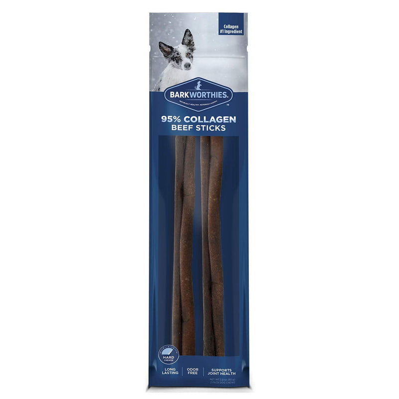 Barkworthies 12 Inch Beef Collagen Daily Boost Sticks - 2.8 oz (Count of 2) - Supports Wellness, Protein-Focused 12" (2 Count)