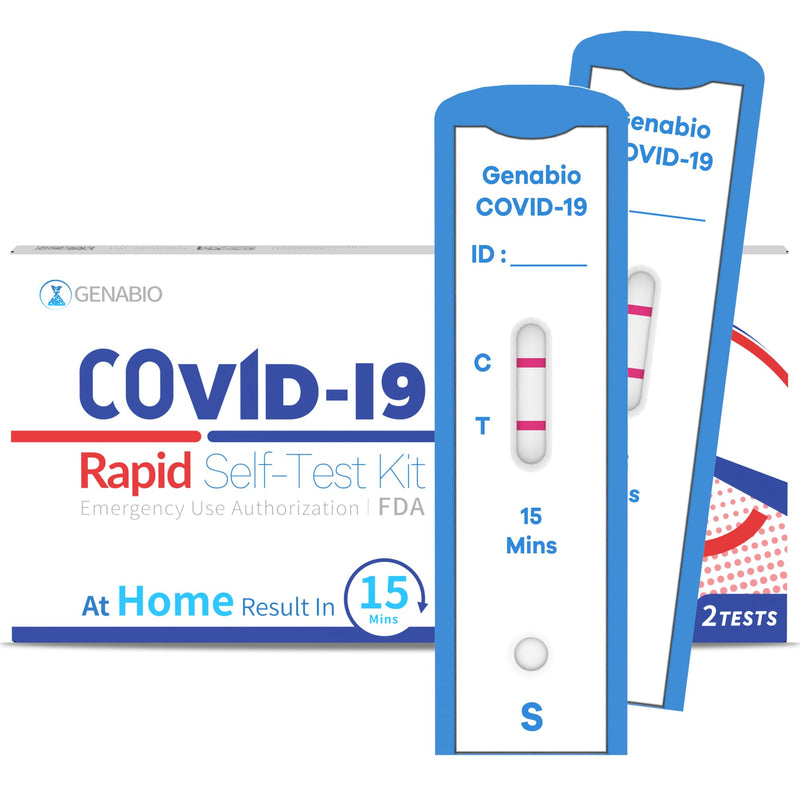 Genabio COVID-19 Antigen Rapid Self-Test Kit (2 Pack) – FDA EUA Authorized | 15-Minute At-Home Results | OTC Nasal Swab – Ages 2+ (1 Pack, 2 Tests) 1 Pack-2 Tests