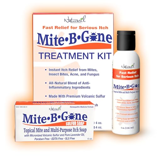 Mite Treatment for Humans 2-Step Kit, Sulfur Lotion & Soap by Mite-B-Gone 2pc Set (Lotion & Soap)