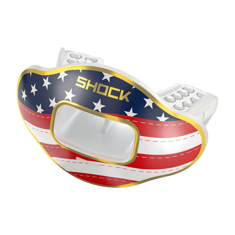 Shock Doctor Football Lip Guard Stars and Stripes/Gold Adult: OSFA