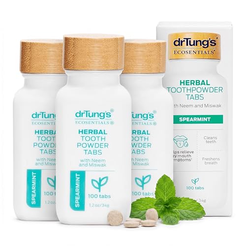 DrTung's Herbal Toothpaste Tablets - Spearmint Flavor, 100 Tabs, 3 Pack 100 Count (Pack of 3)