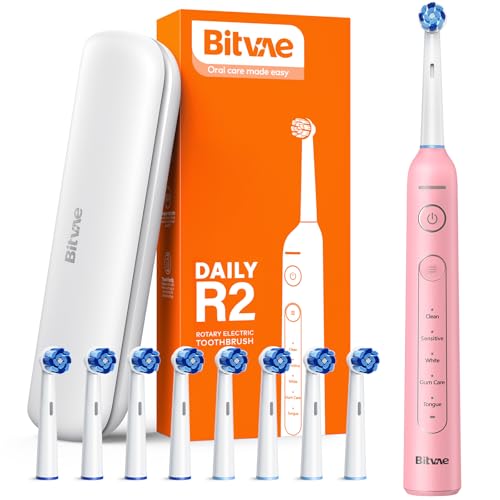 Bitvae R2 Rotating Electric Toothbrush for Adults with Pressure Sensor Pink ROTARY R2