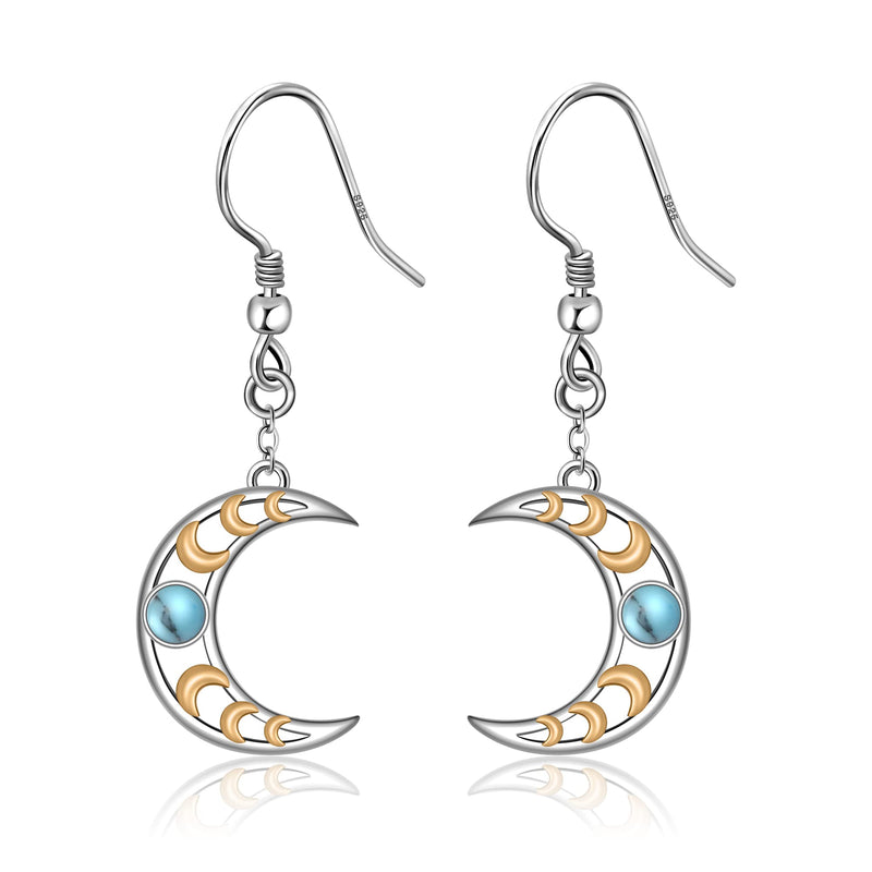 LINGBG JEWELRY Moon Earrings 925 Sterling Silver Moon Star Sun Earring Tree of Life Earrings Bat Earrings Peace Sign Earrings Half Moon Earrings for Women Jewelry Gifts for Girls 7# Moon Earrings - BeesActive Australia