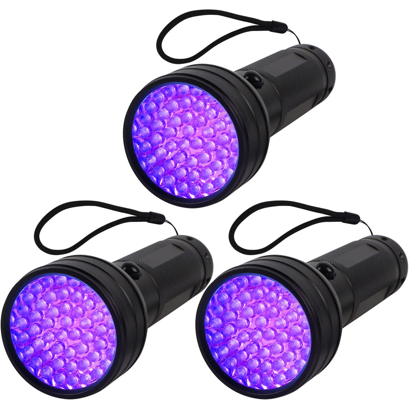 3 Pack UV Flashlight Black Light, 51 LED 395nm UV Light Pets Urine Detector, Dry Stains, Bed Bug, Detect Scorpions - BeesActive Australia