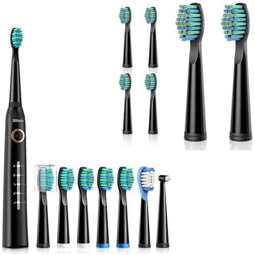 TEETHEORY Electric Toothbrush for Adults with 8 𝐁𝐫𝐮𝐬𝐡 𝐇𝐞𝐚𝐝𝐬 and 6 Replacement Brush Heads