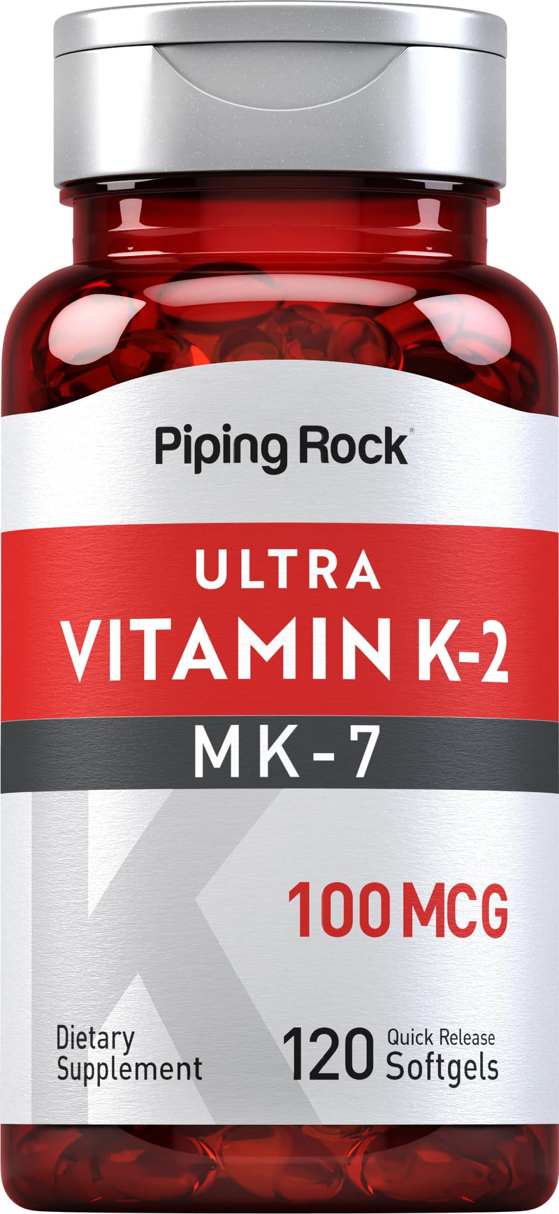 Piping Rock Vitamin K2 MK-7 | 100 mcg | 120 Softgels | Non-GMO, Gluten Free Supplement - BeesActive Australia