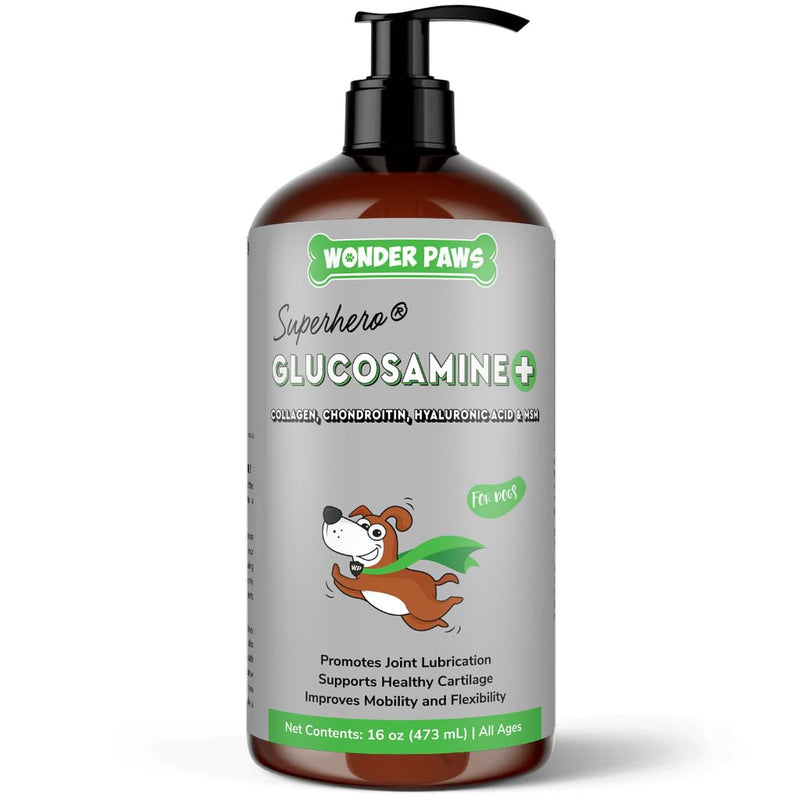 Premium Liquid Glucosamine for Dogs Strength Joint Support, Flexibility, Cartilage & Mobility - Hip and Joint Supplement with Chondroitin, MSM, Collagen & Hyaluronic Acid (16 Oz) 16 Oz - PawsPlanet Australia