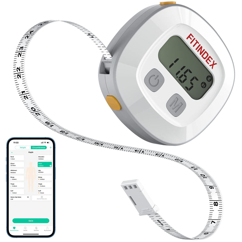 FITINDEX Smart Measuring Tape for Body, Accurate Digital Bluetooth Body Tape Measure for Weight Loss, Fitness, Body Building, Retractable Tape for Measuring Waist, Hip, Bust, Arms - BeesActive Australia