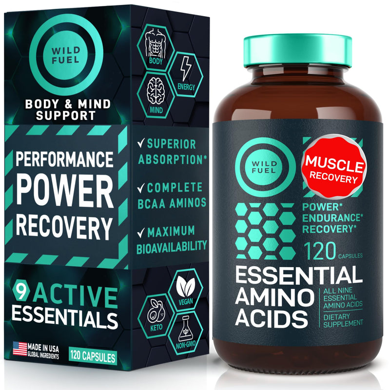 Essential Amino Acids Supplement - All 9 EAAs with BCAAs Amino Acids (Leucine, Lysine, Valine, Threonine) - 3,000mg Per Serving - Muscle Growth, Power, Recovery - 120 Vegan, Caffeine Free Capsules 1 pack - 120 servings