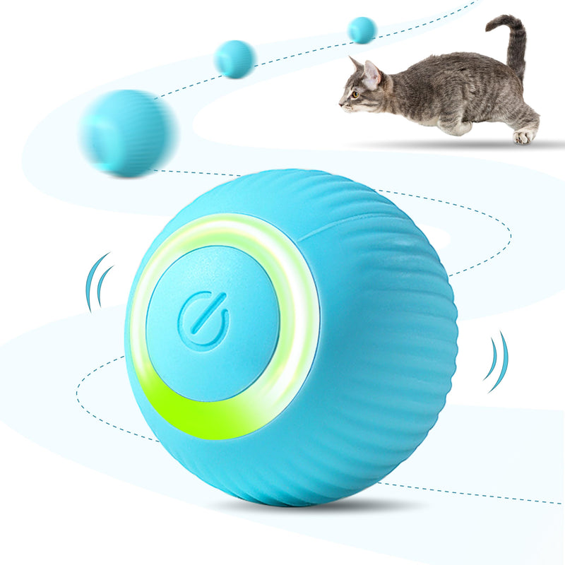 Interactive Cat Ball Toy, Intelligent Cat Toys with LED Lights, Automatic Moving Rolling Ball for Indoor Cats, Cat Automatic Toy Blue - BeesActive Australia