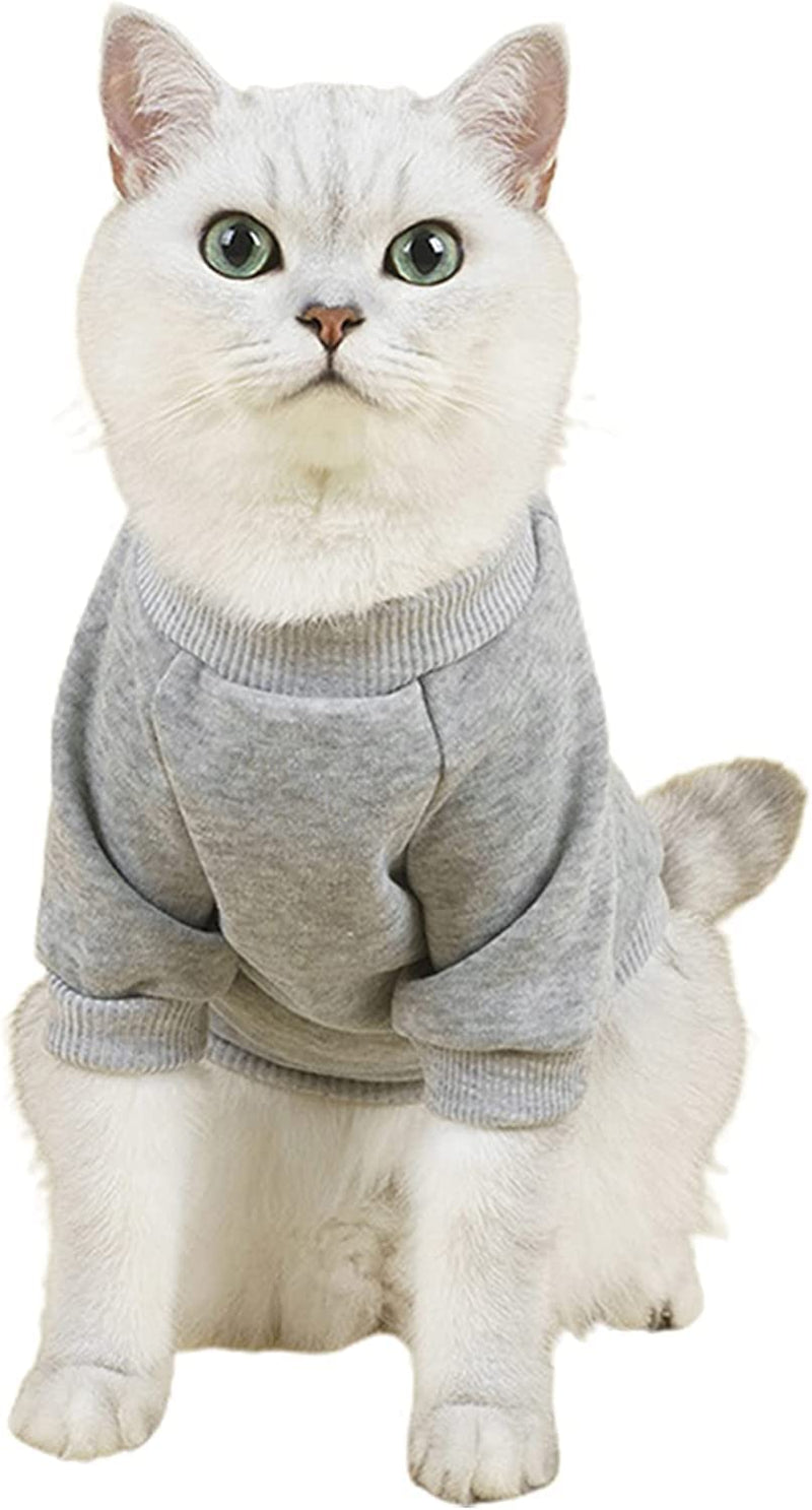 Cat Sweaters Shirts for Cats - Hairless Cat Cotton Tshirts Pet Clothes - Pullover Kitten T-Shirts with Sleeves - Cats & Small Dogs Apparel (Light Grey, Medium) Light Grey - BeesActive Australia