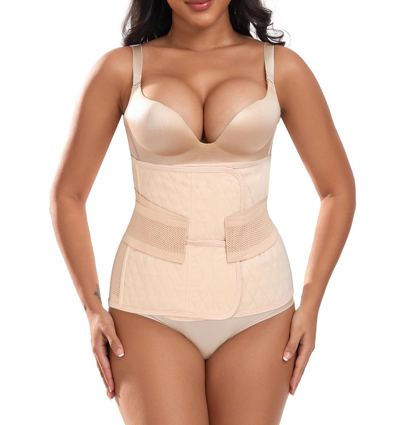 Moolida Abdominal Binder Post Surgery Postpartum Belly Band Belly Wrap Hernia Belt Stomach Compression Wrap C-Section,Nude,S/M Nude S/M