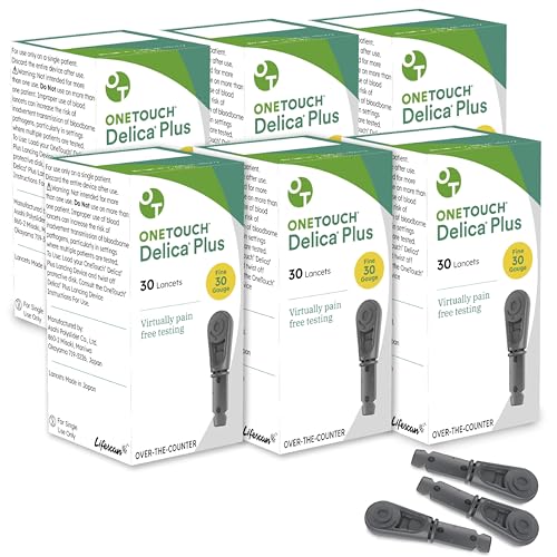 OneTouch Delica Plus 30-Gauge Lancets, Single-Use, 180 Count, 6 Pack 30 Count (Pack of 6)