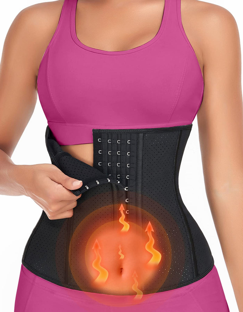 YADIFEN Corset Waist Trainer for Women, Latex Waist Cincher Workout Body Shaper Breathable Girdle Sport Belt Black-breathable Latex With 4 Row of Hooks 3X-Large