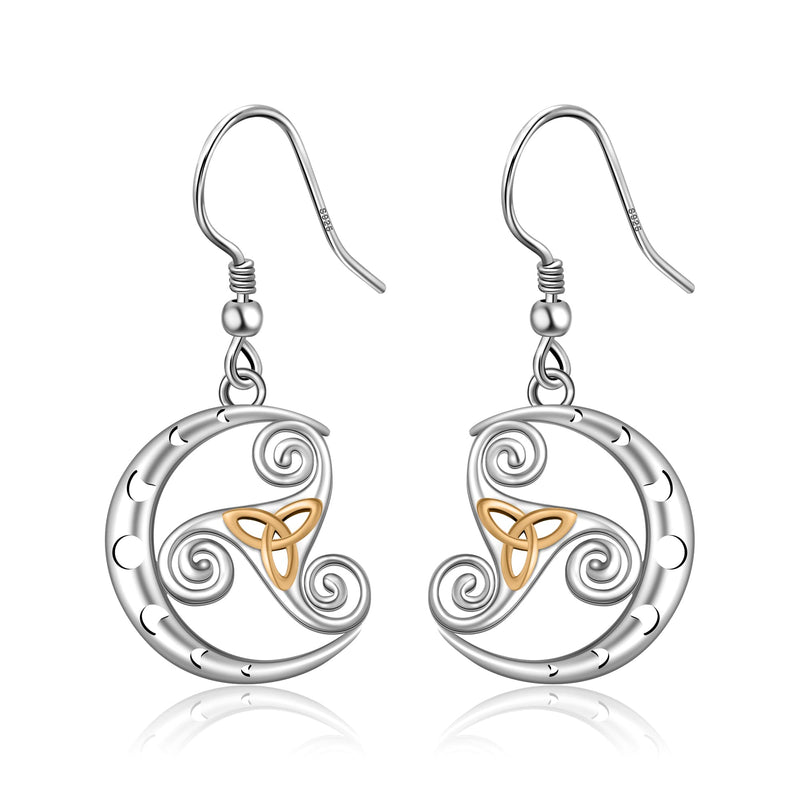LINGBG JEWELRY Moon Earrings 925 Sterling Silver Moon Star Sun Earring Tree of Life Earrings Bat Earrings Peace Sign Earrings Half Moon Earrings for Women Jewelry Gifts for Girls 2# Trisceli Earrings - BeesActive Australia