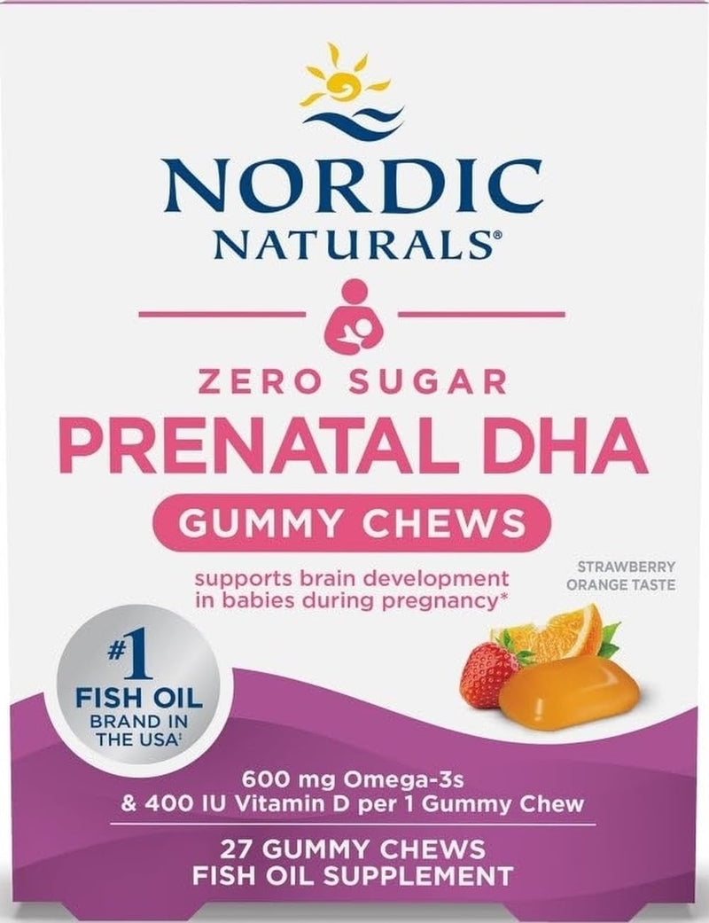 Nordic Naturals Zero Sugar DHA Prenatal Gummies + Vitamin D3-27 Count | Prenatal Gummies with Omega-3 DHA & Vitamin D3 - Supports Baby's Brain & Mom's Health During Pregnancy & Nursing 27 Count (Pack of 1)