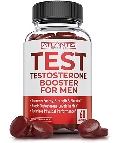 Atlantis Nutrition Testosterone Booster Gummies for Men - Enhances Strength & Stamina - Optimizes Performance & Male Enhancement - Tribulus, Goat Weed Extract, Maca Root Extract | 60 Gummies 60 Count (Pack of 1)