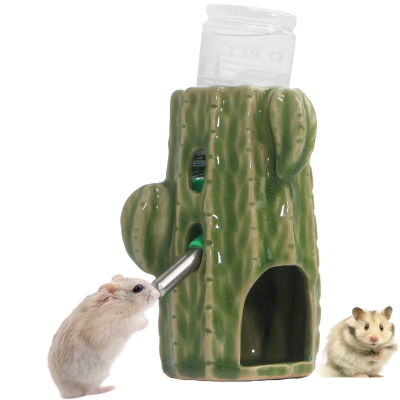 Hamster Water Bottle for Glass Tank, 3-in-1 Ceramic Adjustable Hamster Water Bottle 80ML Hamster Water Bottle Stand, No Drip Rat Water Bottle for Syrian Dwarf Hamster Mice Gerbil Guinea Pig Light Green - BeesActive Australia