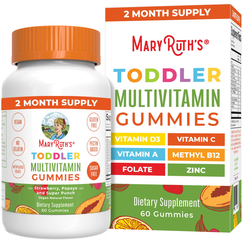 MARYRUTH'S Toddler Multivitamin Gummies, Sugar-Free,2 Month Supply, Ages 2+ | 2 Month Supply Multivitamin with Vitamin C, D3, Zinc, 1 Gummy Per Day, Toddler Vitamins, Vegan, Non GMO, 60 Count