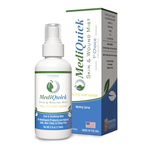 MediQuick Hypochlorous Acid Spray Mist, Antiseptic Spray No-Sting, 4 oz Skin & Wound Mist (4 Ounce)