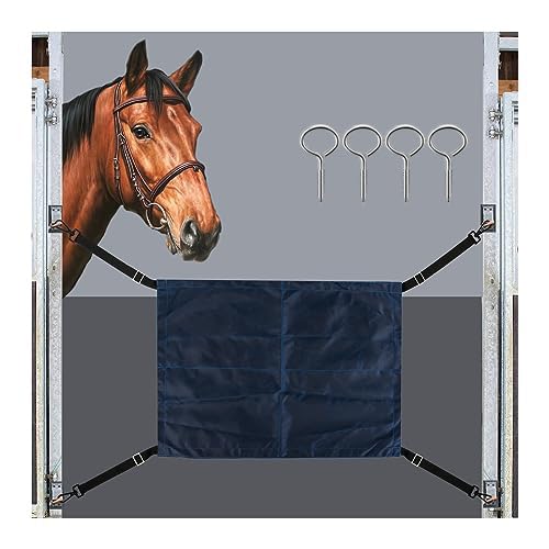 Horse Stall Guard with Swivel Snap Hook,Horse Stall Aisle Guard Fence with Ajustable Straps Strong Metal Push Gate Clip Equestrian Products Blue - BeesActive Australia