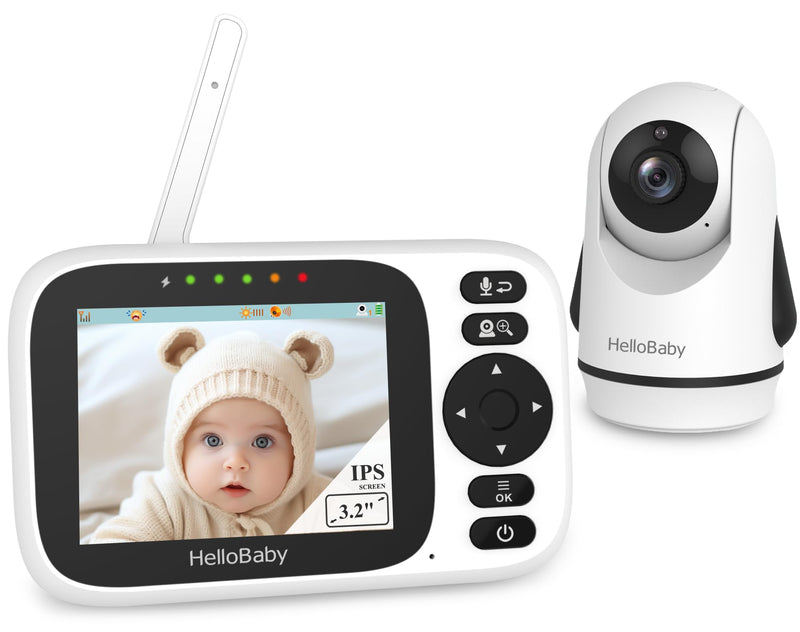 HelloBaby Baby Monitor with 3.2'' IPS Screen - Baby Camera Monitor with Remote Pan-Tilt-Zoom Camera No WiFi, Infrared Night Vision, 1000ft Wireless Connection HB6339 with 1 Camera - BeesActive Australia