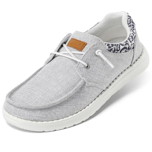 STQ Womens Slip On Loafers Arch Support Boat Casual Shoes 8 Light Grey