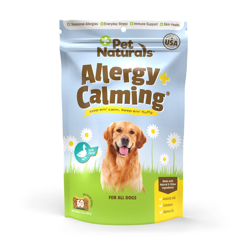 Pet Naturals Allergy Plus Calming Supplement for Dogs, Soft Chew, Duck Flavor, 60 Ct. - PawsPlanet Australia