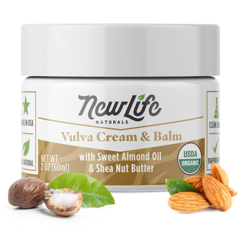 NewLife Naturals Certified Organic Vulva Cream - Menopause Support, Itching Relief, Vaginal Moisturizer & Dryness Solution | All Natural Estrogen Free Intimate Feminine Care - 2 Oz - Made in USA 2 Ounce (Pack of 1) - BeesActive Australia