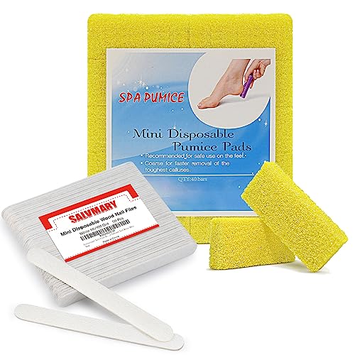 80/100 Grit White Disposable Nail Files & Disposable Foot Scrubber Sponge Pads Pumice Stone Pedicure Tools Bundle