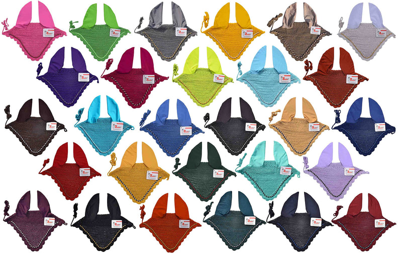 Horse Ear Bonnet Ear Net Hat Fly Bonnet Hood Mask Fly Veil Full Hand Made Cotton (Pony, White) Pony - BeesActive Australia
