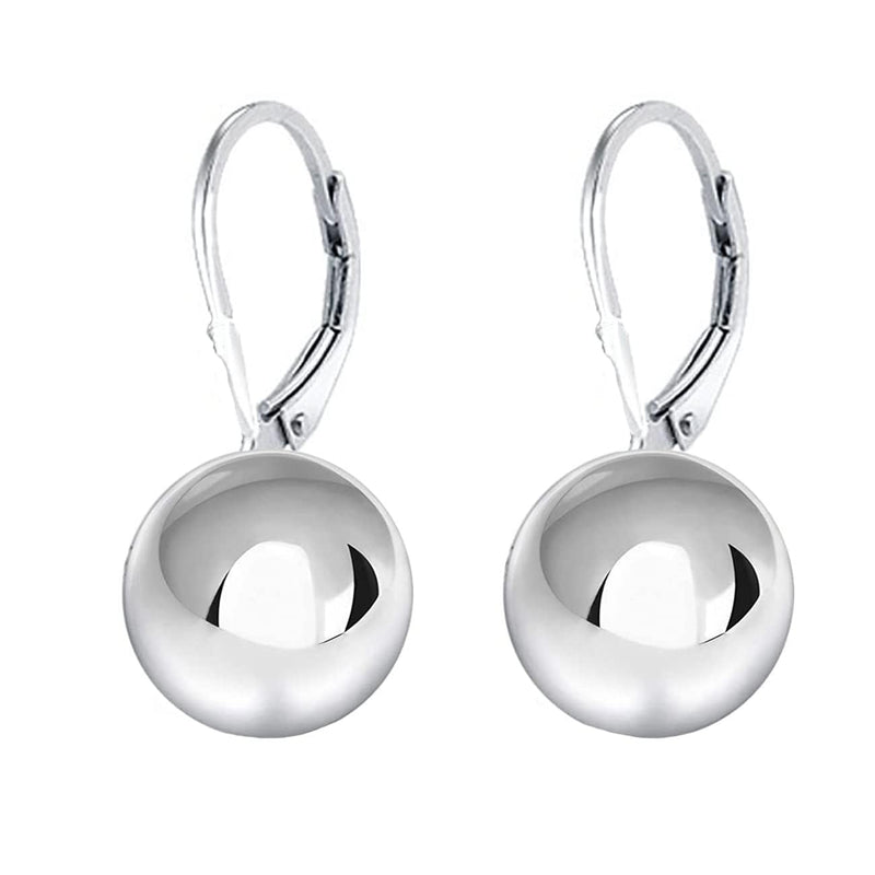 Savlano 925 Sterling Silver Classic Leverback Round Bead Ball Drop Earrings - 18K Gold Plated Bead Ball Earrings for Women & Girls Available in 6MM, 8MM, 10MM &12MM-Made in Italy Comes With Savlano Gift Box 12MM Gold Plated White - BeesActive Australia