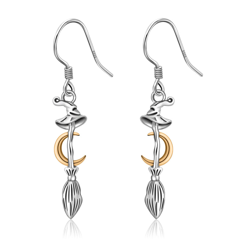 LINGBG JEWELRY Witch Broom Earrings 925 Sterling Silver Cross Earrings Infinity Earrings Skull Key Earrings for Women Chakra Earrings Feather Earrings Jewelry Gifts for Girls Friends 3# Earrings - BeesActive Australia