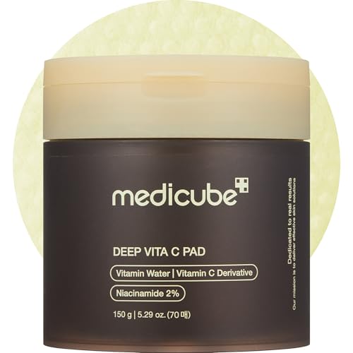 medicube Toner Pads Deep Vita C Facial Toner Pad for Uneven Skin Tone Care Deep Vita C Pads 70 Count (Pack of 1)