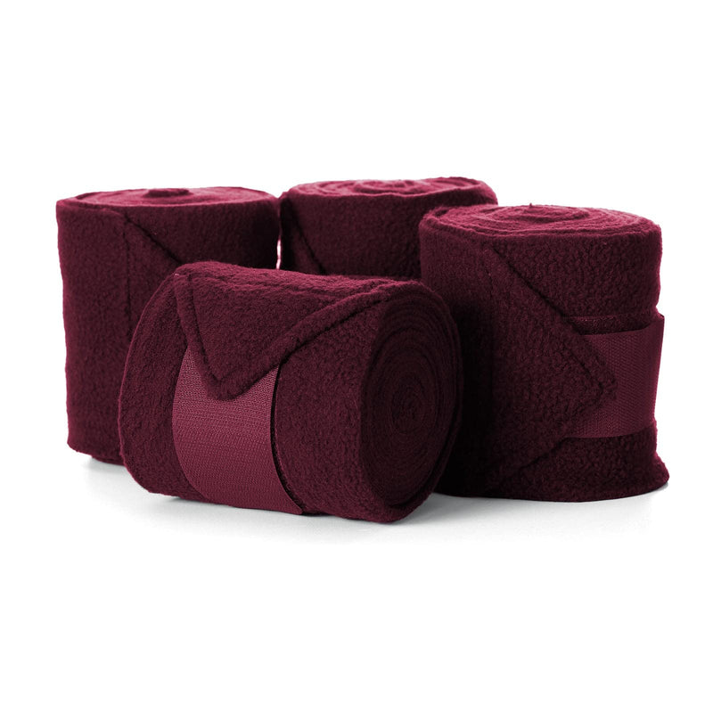 Equinavia Luna 9' Fleece Polo Wraps, Set of 4 Horse Leg Bandages | Storage Bag Included - Wine Red - One Size