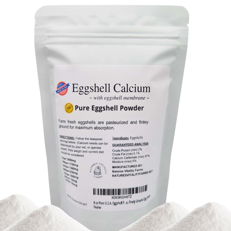 8 oz Pure U.S.A. Eggshell Powder for Dogs/Cats, Calcium Supplement with Membrane, Finely Ground Egg Shells - BeesActive Australia
