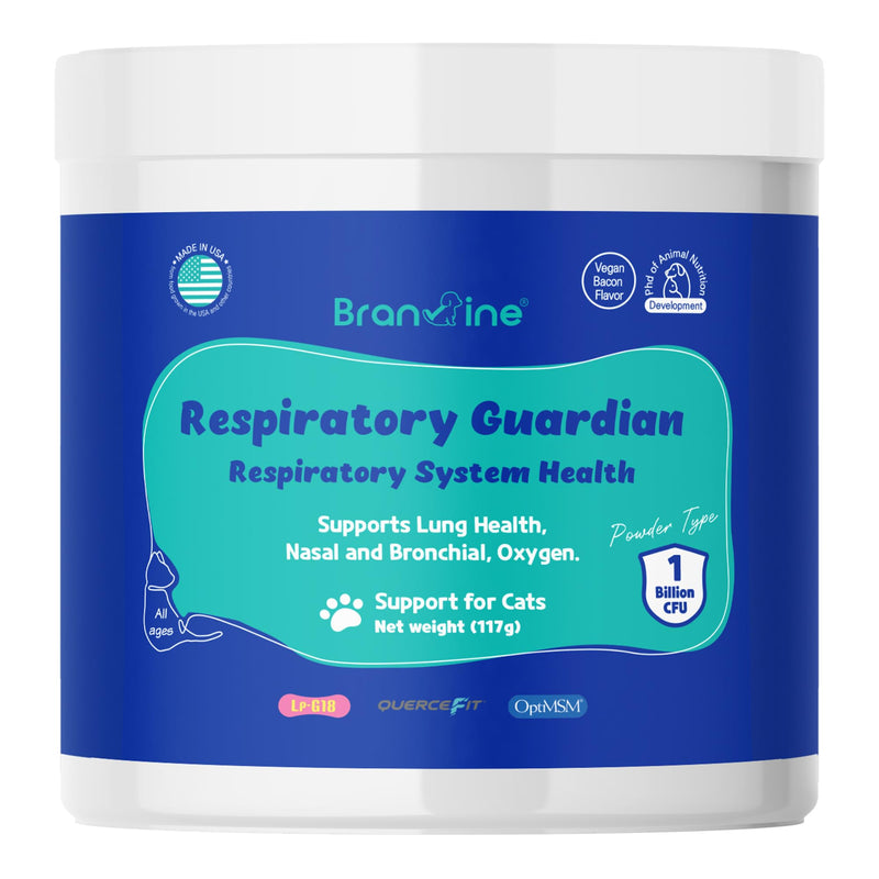 Respiratory Guardian for Cats - Supports Lung Health, Nasal, Bronchial and Oxygen, Vegan Bacon Flavor (117g) with Quercefit® and Respiratory Probiotics - PawsPlanet Australia