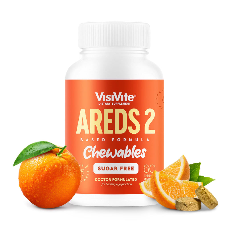 VisiVite AREDS 2 Sugar Free Eye Vitamins, 60 Chewable Tablets | Doctor Formulated Lutein and Zeaxanthin Supplements for Adults with Vitamin C, E, Zinc, Copper, Made in USA