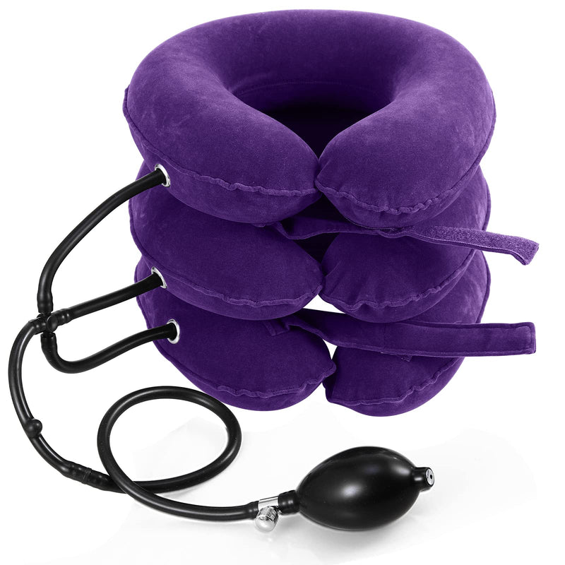 Neck Stretcher for Neck Pain Relief, Cervical Traction Device, Neck Traction Device, Adjustable Inflatable Neck Brace & Cervical Neck Traction Device Home Use Decompression(Purple) Purple - BeesActive Australia