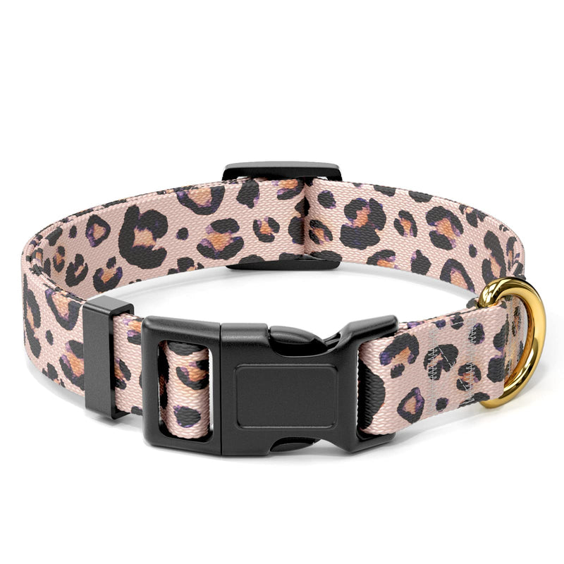 Rnivvi Dog Collar, Personalized Adjustable Dog Collar for Large Dogs, Cute Leopard Puppy Collar for Boy and Girl Dogs, Soft Heavy Duty Pet Collars with Quick Release Buckle for Walking Running, Pink Pink Leopard L (Neck 16-24", Width 1") - BeesActive Australia
