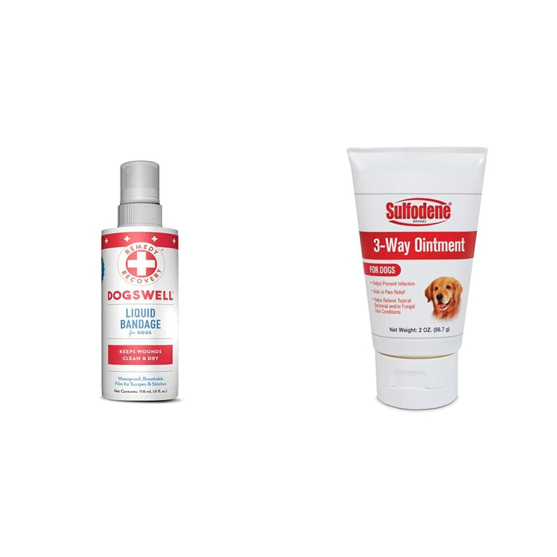 Remedy+Recovery Liquid Bandage for Dogs and Farnam Sulfodene Dog Wound Care Ointment Bandage + Infection, 2 Ounce - BeesActive Australia